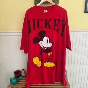 Vintage Disney Mickey Mouse Red Oversized T-Shirt One Size Fits All 100% Cotton
